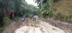 Begini Antusiasnya Warga Bantu Ratakan Badan Jalan di Lokasi TMMD Kodim 0204/DS