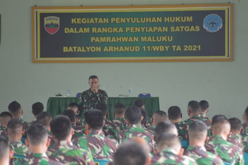 Pembekalan Materi Hukum Batalyon Arhanud 11/WBY oleh Perwira Hukum Kumdam I/BB 2 Luhkum