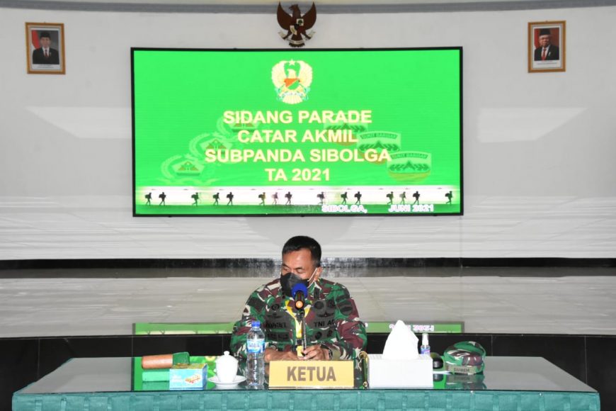 Danrem 023/KS Pimpin Sidang Parade Catar Akmil Subpanda Sibolga TA 2021