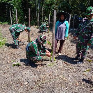 Anggota Satgas Belajar Bertani Bersama Masyarakat