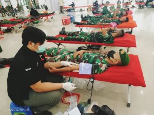 Yonzipur 1/DD Gelar Donor Darah Sambut Hari Juang TNI-AD