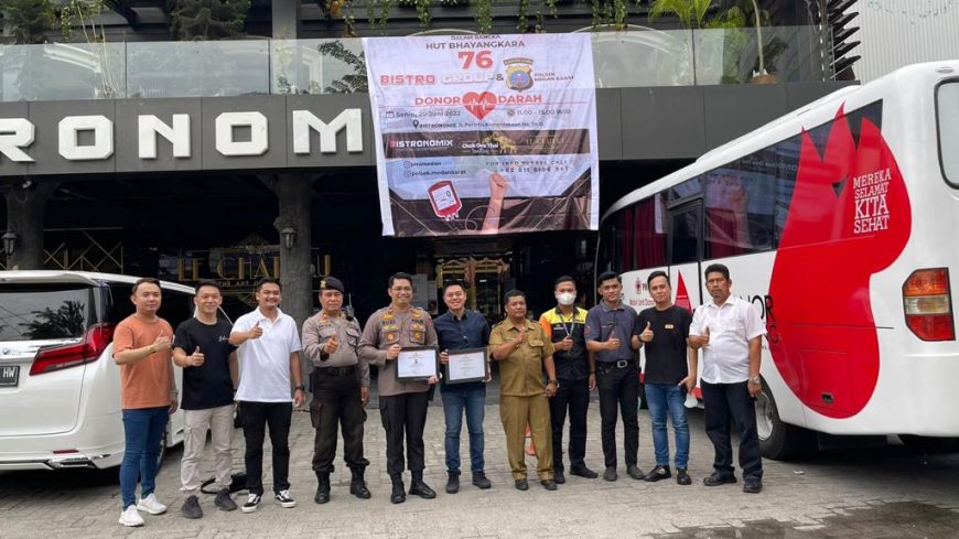 Polsek Medan Barat Gelar Donor Darah dan Bagikan Beras Sambut HUT Bhayangkara Ke-76 Tahun