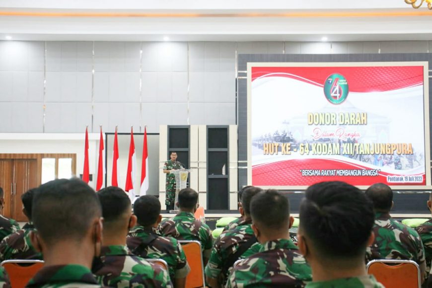 Wujud Peduli Sesama, Pangdam XII/Tpr Buka Kegiatan Bakti Sosial Donor Darah Peringati HUT Kodam XII/TPR Ke-64