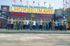 Kapolres Lhokseumawe Hadiri Acara Ramah Tamah Pelepasan Danlanal Lhokseumawe