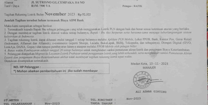 Selebaran PLN Tagihan Listrik Buat Warga Resah