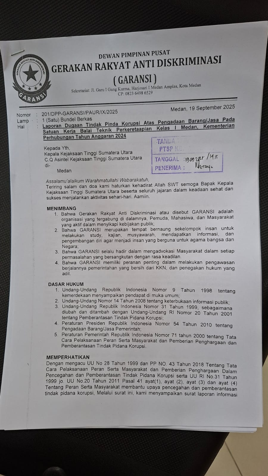 Aksi GARANSI di Kejati Sumut, Membongkar Tabir Dugaan Korupsi Jembatan KA Rp 39,15 Miliar 5 IMG 20250919 WA0116