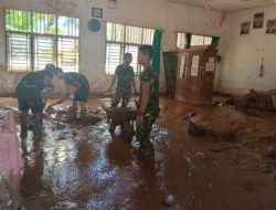 Satgas Gulbencal Kodam I/BB Laksanakan Pembersihan SDN 155678 Hutanabolon 2 Pascatanah Longsor