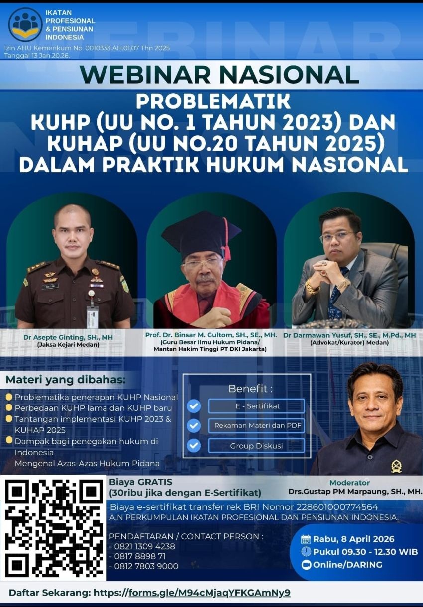 3856 Pengacara Nasional Dr Darmawan Yusuf Ungkap Problematika KUHP 2023 dan KUHAP 2025 dalam Webinar Hukum IPPI